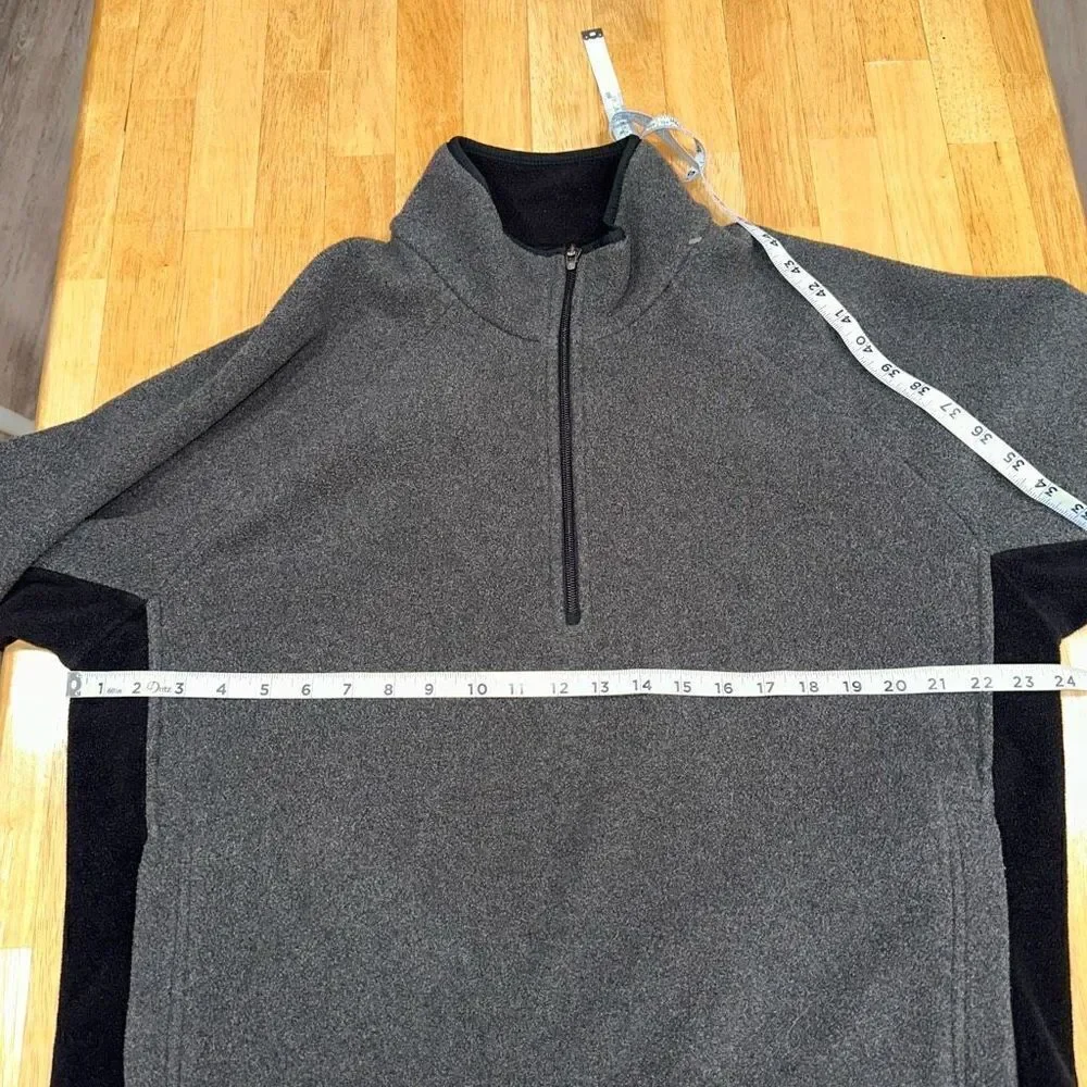 Eddie Bauer Mens Gray Black Fleece Pullover Sweatshirt 1/4th Zip Turtleneck Cozy